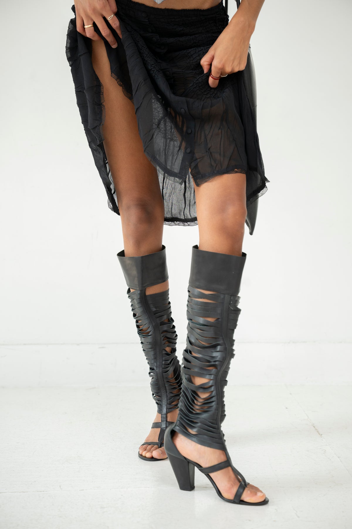 Leather Cut-Out Boots